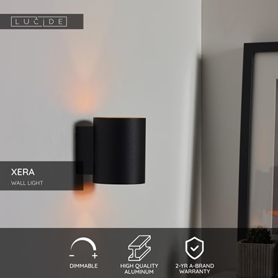 Lucide XERA - Wall light - Ø 8 cm - 1xG9 - Black